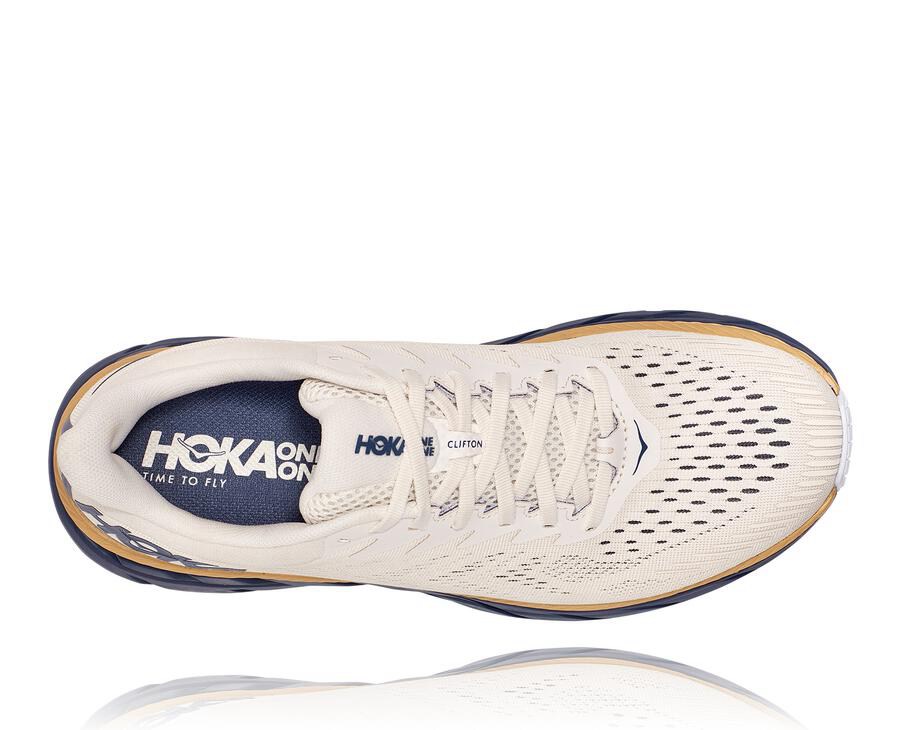 Running Shoes Mens - Hoka One One Clifton 7 - White/Blue - MUPISRV-67